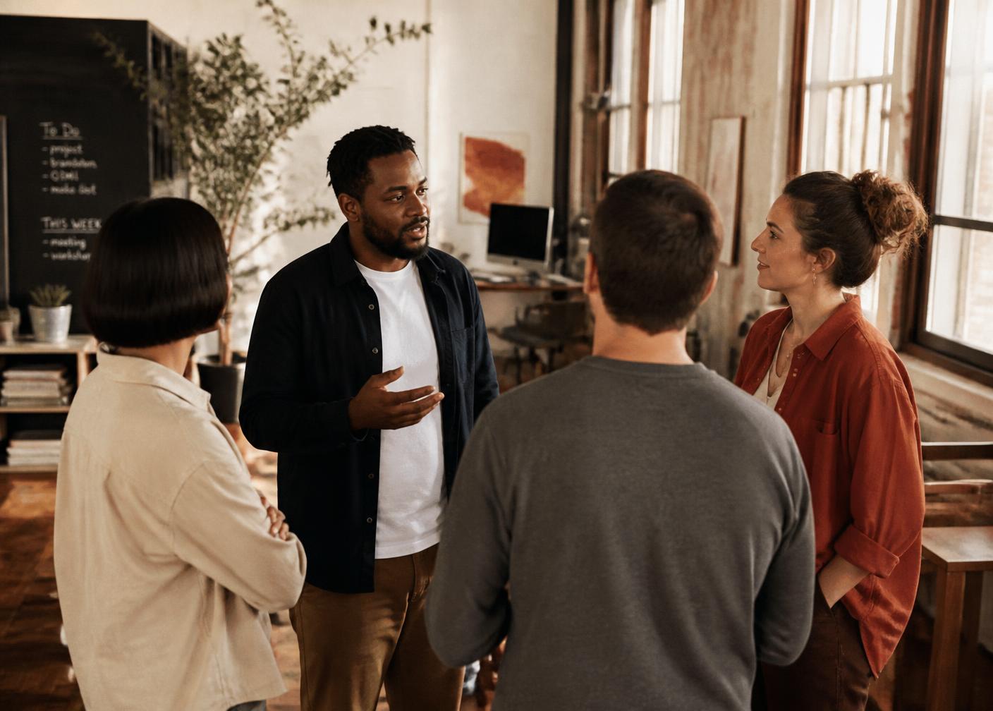 The Northbridge team in conversation in their Kolkata studio
